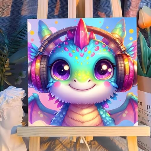Reivworl Dragon Paint by Numbers Kit for Kids with Frame 8×8 inch