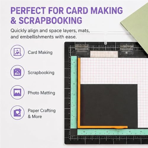 CYFUN DESIGN 7Pcs Paper Crafting Alignment Guides with Storage Case, Precision Layering & Matting Spacers for Card Making and Scrapbooking, Color-Coded Tools with Size Tabs, 1/16 to 1/2 Inch Increment