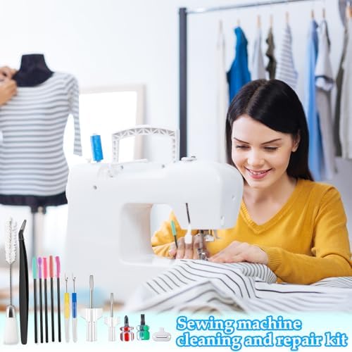 15pcs Sewing Machine Cleaning Kit, Sewing Machine Cleaning Tools Including Tweezers, Rippers, Screwdriver, Double Headed Brush, Needle Board Screwdriver, Silicone Brush and Storage Bag