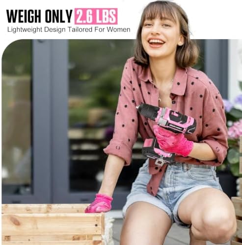 Bielmeier 20V 236Pcs Cordless Pink Drill Set for Women, Home Tool Kit