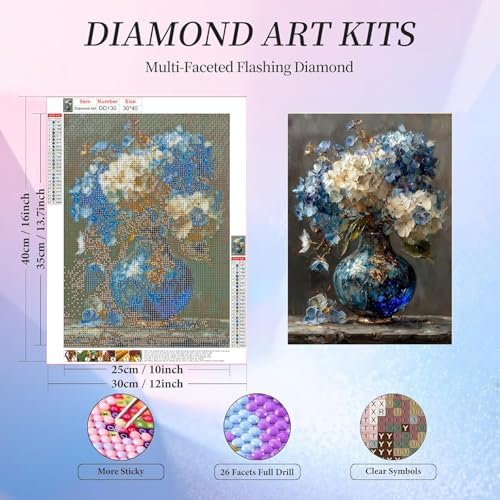 Hydrangea Diamond Art Kits for Adults Round Diamond Painting 12x16 Inch