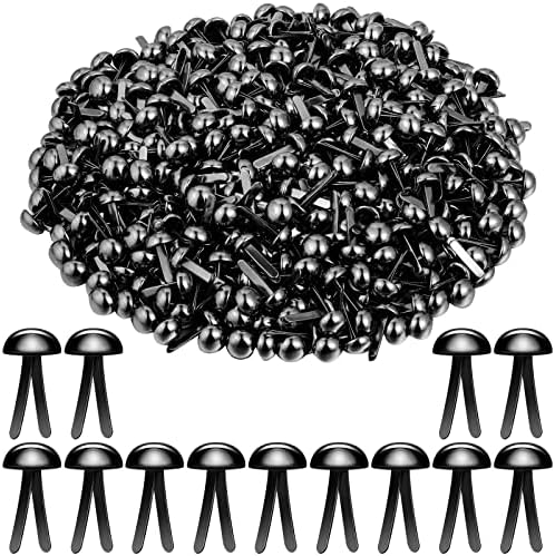 Hotop 500 Pcs Brad for Paper Crafts Metal Paper Fasteners, Black