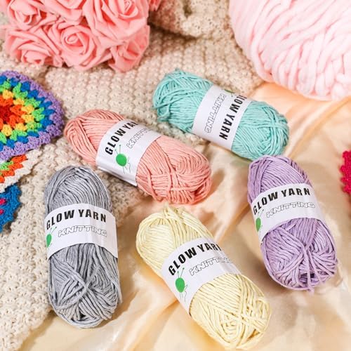 WILLBOND 5 Rolls Glow in The Dark Yarn for Crocheting, Vivid