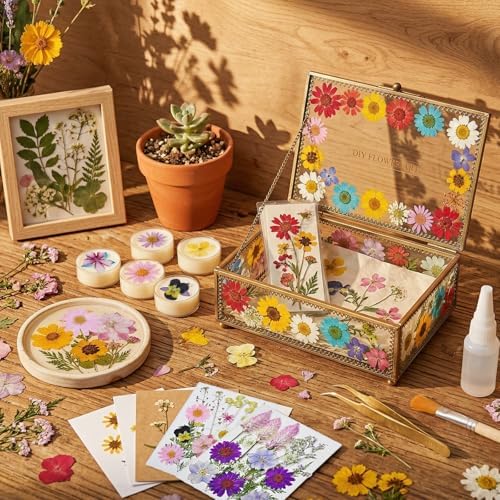 Dried Flowers for Resin, 106pcs Natural Flowers and Leaves Compressed