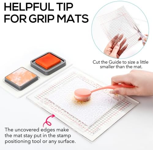 BAOFALI 3Pcs/Set 4.75x6inch Multi-Use Non-Slip Sticky Mats Fit in Stamp Positioning Tool Set,Photopolymer Grip Mat with Printed Guides in Placeholding Stencil in Place Crafts Scrapbooking Fixed Mat.
