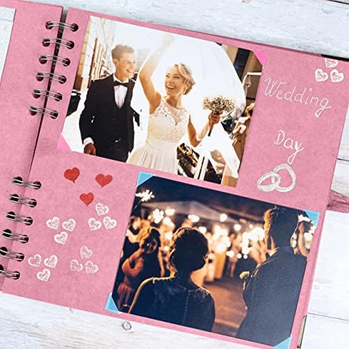 Bstorify Square Scrapbook Photo Albums 8 x 8 Inch Pink Thick Paper, Hardcover, Metal Corners, Ribbon Closure - Ideal for Your Scrapbooking Albums, Art & Craft Projects | Hardcover with Thick 200 GSM Kraft Paper, Ideal for Your Scrapbooking Albums, Art ...