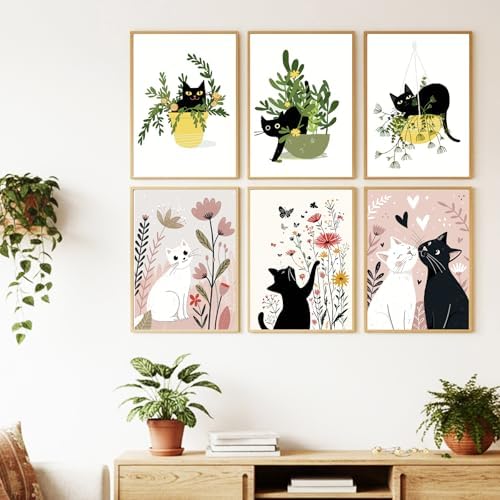 Jethami 6 Pack Black Cat Paint by Numbers Kit for Adults 8 x12in | Easy to piant for beginners, Diy art craft, Relaxing & Stress relief, High definition canvas, Home wall decor, Vivid colors