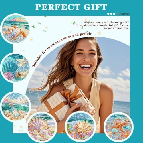 Leatrice 6 pcs Diamond Art Coasters Small Diamond Painting Kits for Adults