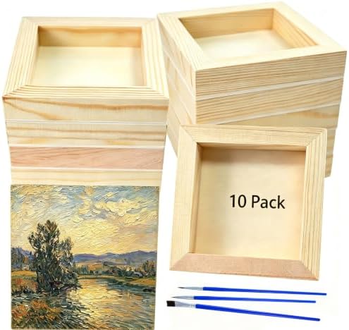 10 Pack 4 x 4 Inch Unfinished Wood Canvas,Wooden Canvas Panels