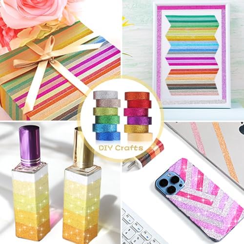 Glitter Washi Tape Set 12 Rolls, Cute Tape Decorative Tape for Crafts