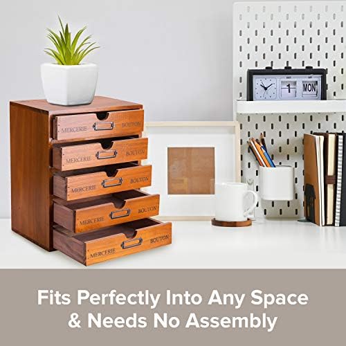 Vintage 5-Drawer Wooden Desk Organizer - Craft Storage - Rustic Shelf Drawer - Home Bedazzling, Rhinestone Organizers and Accessories - Embroidery Floss - Apothecary Cabinet, Art Storage I Stackable