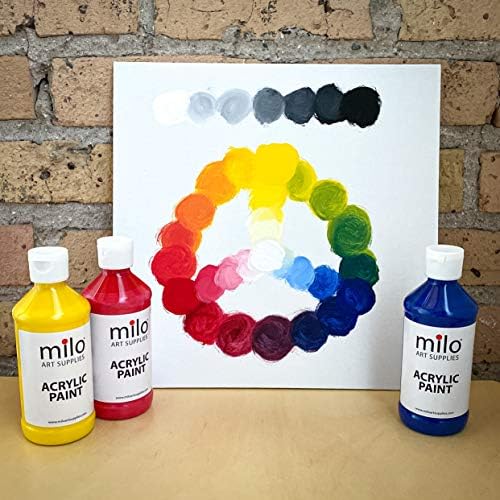 milo Acrylic Paint Set, 8 Primary Colors, 8 oz Bottles, Semi-Gloss