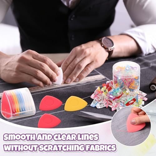 YooNotee 10 Pcs Tailors Chalk and 50 Pcs Sewing Clips Set, Fabric Markers