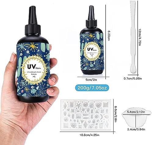 Crystal Clear Hard UV Resin Upgraded Formula Ultraviolet Fast Curing for Jewelry Making Craft Decoration Hard Transparent Glue Solar Cure Sunlight Activated Resin Casting & Coating (200g)