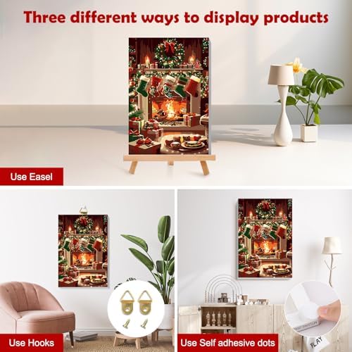 MOGTAA Christmas Paint by Numbers Kit for Adults Beginners with Frame, Christmas Socks Adult Paint by Number Kits on Canvas with Easel, Easy DIY Oil Painting Kits for Home Decor, 8x12in