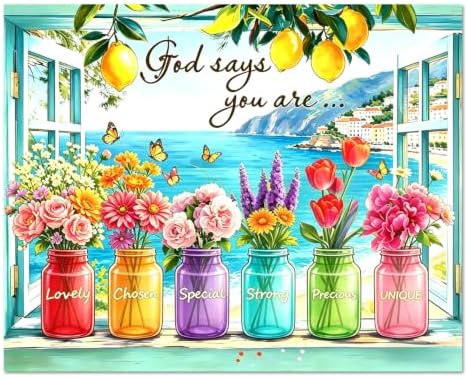 WULINHUAFA Inspirational Paint by Numbers Adults Beginner 16x20 Inch | Scenery and Flowers Adult Paint by Number Kits, DIY Acrylic Oil Painting by Numbers for Gifts Home Wall Decor Without Frame