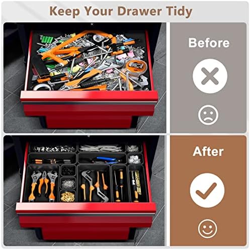 A-LUGEI【70】【6 Size】Tool Box Organizer Tray Divider Set, 【Black】 Desk Drawer Organizer, Garage Organization and Storage Toolbox Accessories Rolling Tool Chest Cart Cabinet WorkBench Small Part