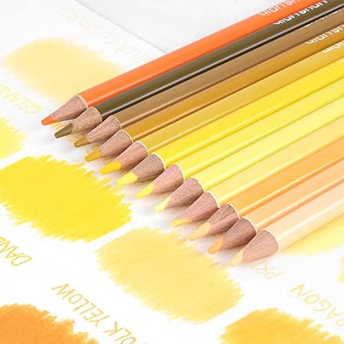 12 Yellow Colored Pencils Oil Based, Pre-sharpened Wooden Color Pencils Set