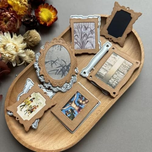 Scrapbooking Die-Cuts, Layer Frame Net Set Metal Cutting Dies for Card Making, Paper Craft Template, Background Embossing Stencils, DIY Album Décor (Photo Frame Set-11x10cm)