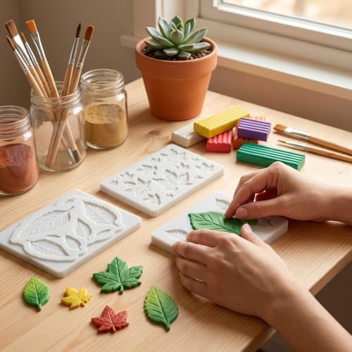 Leaf Silicone Mold Maple Rose Leaf Polymer Clay Molds Set of 4