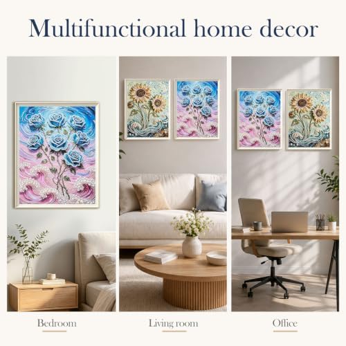 FunooFuno 2 Pcs Sunflower Rose Pearl Diamond Art Kits for Adults, 16" x 20"