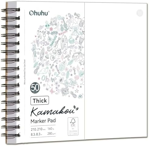 Ohuhu 8.3"x8.3" Double-Sided Bleedproof Marker Pad Art Sketchbook 50 Sheets