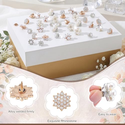 Flower Shape Pearl Rhinestone Brooch, 5 Style