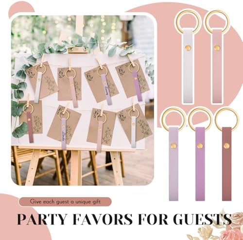 Wavyknot 50 Pcs Leather Keychain Blanks, 3.9 x 0.7 Inches, Pastel Color