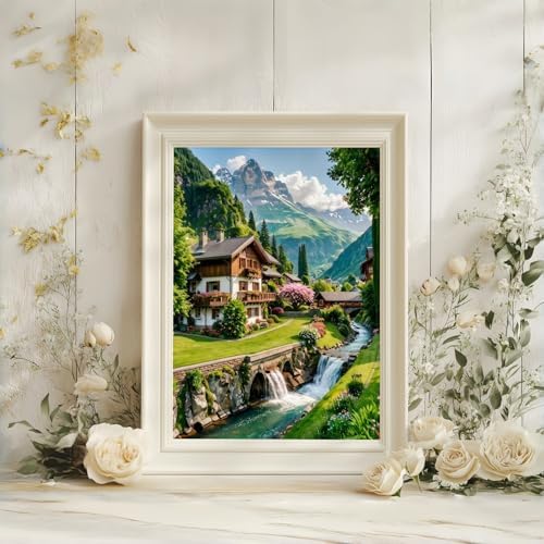 Forest Cabin Diamond Painting Kits for Adults Beginners Gem Art DIY Craft | 5D Full Drill Diamond Art Painting Kits, Gem Art Kits for Adults,Home Wall Decor Gift 11.8X15.7 Inch