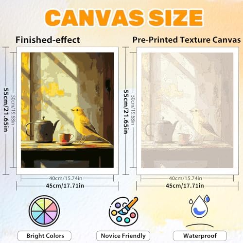 CRZMODE Bird Paint by Numbers Kit for Adults, Bird Paint by Numbers for Adults, Acrylic Painting Crafts for Home Decor Gift (16x20inch)