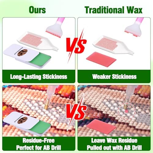 Scented Diamond Painting Wax, Handmade Natural Beeswax for Diamond Art Painting Pen, Long-Lasting Stickiness No Residue Drill Wax with Picker Tool, Diamond Art Accessories and Tools (Sandalwood)