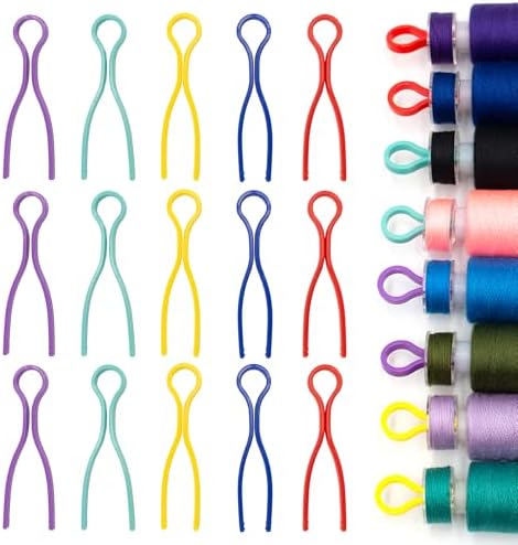 100Pcs 5 Colors Sewing Bobbin Holder Clips Plastic Thread Bobbin Clips Sewing Accessory for Thread Spool Organizing Embroidery Quilting (5color-100pcs)