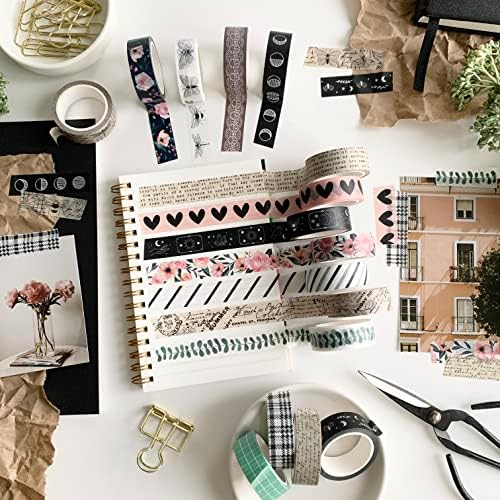 16 Rolls Washi Tape Set for Journaling, Scrapbooking & Decorative Crafts