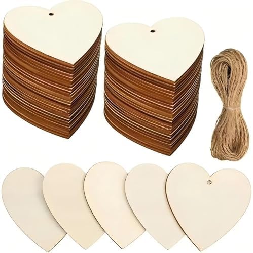 10pcshandicraft Wood Heart, Blank Wood Ornaments3.5X3in Used for Painting and Decoration DIY Technology, Hanging skrnrhrery