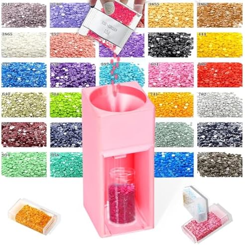 Diamond Painting Organizer - Drill Funnel for Round Containers, Portable Art Funnel for Easy Transfer, Accessories (Pink)