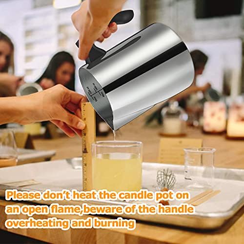 BBAXI Candle Making Pouring Pot, 1500 ML/50 OZ Candle Pouring Pitcher, 304 Stainless Steel Candle Making Pitcher with Heat-Resistant Handle and Dripless Pouring Spout Design (Pack of 2)