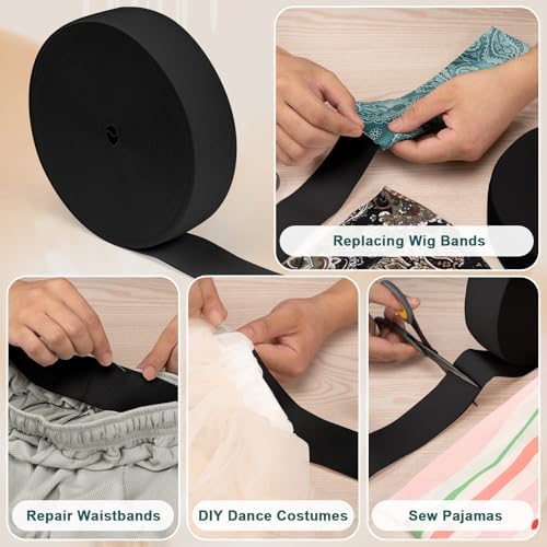 Airisoer Elastic Bands for Sewing 1.5 Inch x 32 Yards, Black