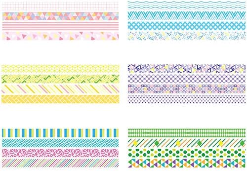 YUBBAEX 24 Rolls Washi Tape Set Basic Skinny Masking Decorative Tapes for Arts, DIY Crafts, Journals, Planners, Scrapbooking, Wrapping (Mini Graphics)