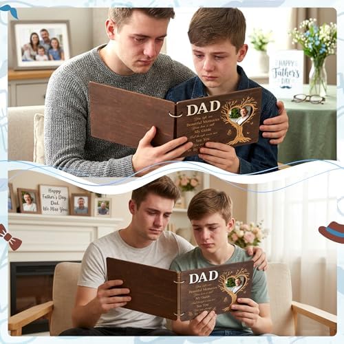 CY2SIDE Dad Memorial Gifts Photo Album – 110PCS In Loving Memory of Dad Wooden Scrapbook Kit Sympathy Gift for Loss of Father, Bereavement Keepsake Grief Journal for Father’s Day & Grieving Family