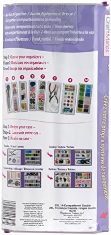 Craft Mates Bead Organizer and Plastic Storage Containers for Crafts, Buttons, Pins and More, 14 Locking Compartments, 2XL, Clear Lids