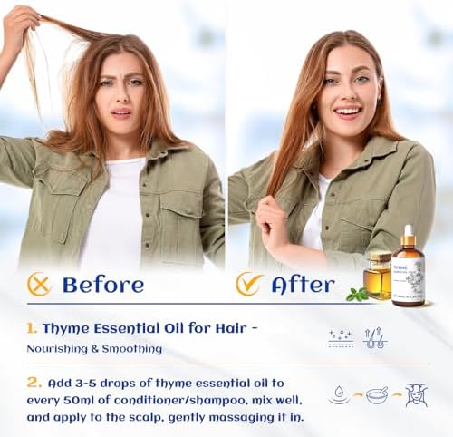 HIQILI Thyme Essential Oil for Skin Flare Care, DIY Spray, Diffuser