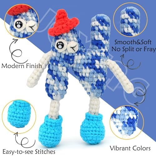 50g Rainbow Beginner Crochet Yarn for Crocheting and Knitting Multicolor Cotton Crochet Yarn for Beginners Easy Yarn for Beginners(Blue Tone)