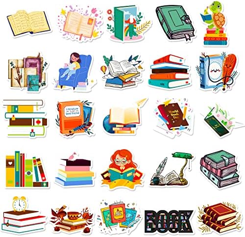 100 Pcs Book Stickers Bulk, Reading Sticker for Water Bottles, Library Stickers, Book Accessories for Reading Lovers, Vinyl Waterproof Sticker for Teens Adults Kids Students Teachers
