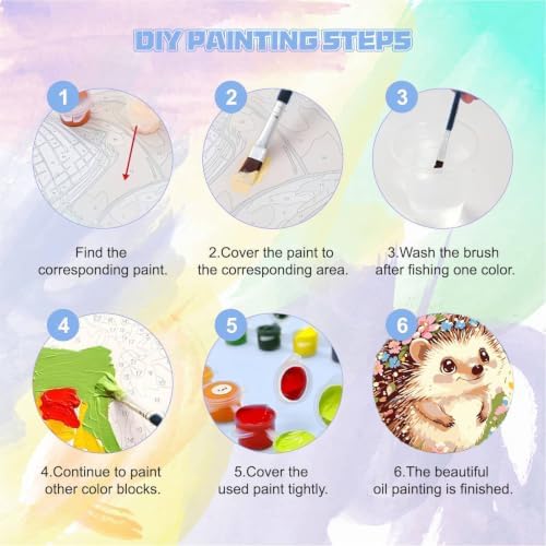 bleihum 4 Pack Paint by Numbers Kit for Kids with Frame Wooden Easel | Animal Paint by Number Kids Ages 8 12, Easy Animals Panda Elephant Acrylic Painting for Boys Girls Home Decor 8x8Inch