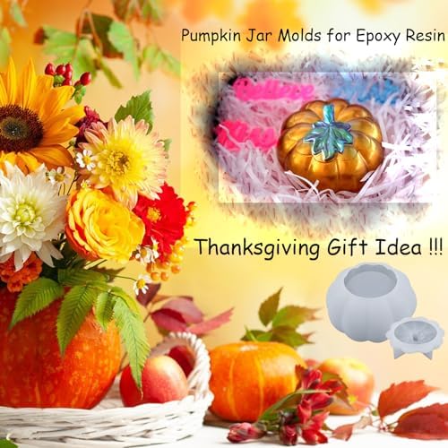 Pumpkin Jar Silicone Molds with Lid, Thanksgiving Pumpkin Jar Mold