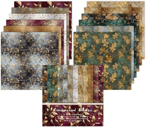 Autumn Leaves Scrapbook Paper Pad, 24 Sheets 6 x 6 Inch Vintage Patterned Designed Wedding Decorative Decoupage for Card Making Folded Supplies Gift Wrapping Journals DIY Crafts Photo Album