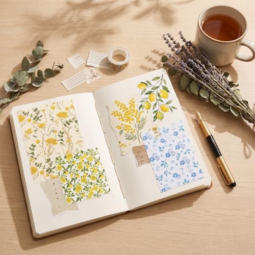 60 Sheets Scrapbook Paper, 5.5x8.3in Double Sided Floral Decoupage Paper for DIY Scrapbooking Supplies Junk Journaling Cards Making Collage DIY Craft Gifts