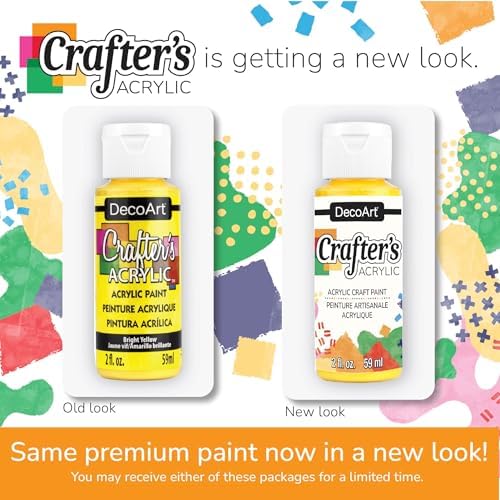 DecoArt Crafter’s Acrylic Paint Set – Bright Colors, 24 Bottles (2 fl oz) – Easy Craft Paints, Classrooms, Art Projects & DIY Crafts