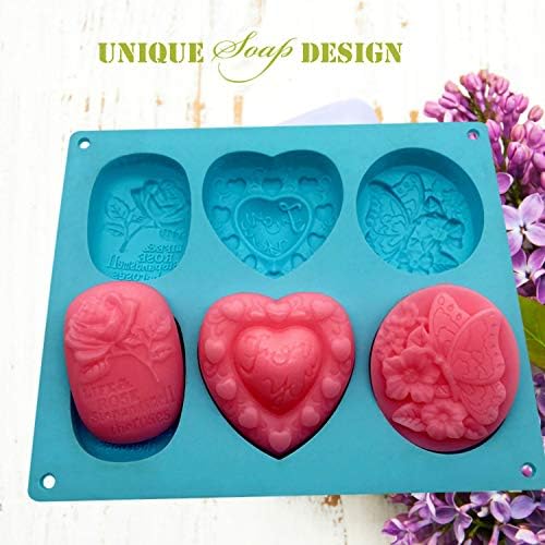 3 Pack Silicone Soap Molds, 6 Cavities, Mixed Patterns, BPA Free, Easy Release