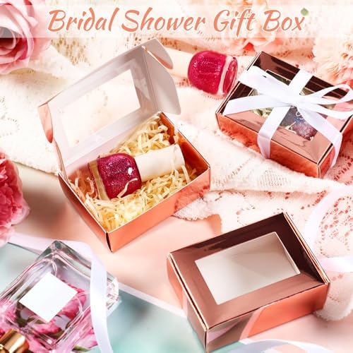 Zonon 30 Pcs Mini Kraft Soap Boxes with Window Homemade,Rose Gold